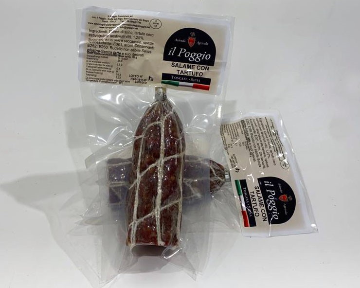 Salame con Tartufo
Confezione da 250 gr. Sottovuoto